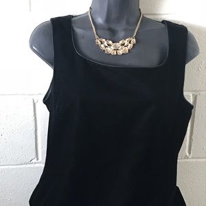 Vintage Ann Taylor loft black velvet peplum blouse size 12 Y2k